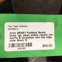 MENS? Paddock Boots, laces *gc, clean, stains, repairs, mnr scuffs & scratches, torn top edge, older
