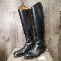 MENS Dress Boots, zips, 2 blue forms *gc, missing tab, dusty, creases, scratches, mnr dirt, older?, Zips: repair- L, unstitched-R
