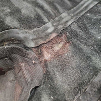Pr Leather Half Chaps, bag *gc/fair, older, clean, unstitched seams, v.puckered, undone stitching, dry, stiff, rubs
