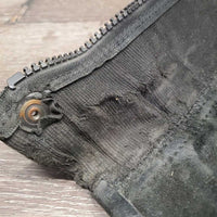 Pr Leather Half Chaps, bag *gc/fair, older, clean, unstitched seams, v.puckered, undone stitching, dry, stiff, rubs
