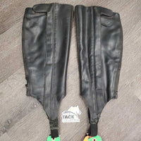 Pr Leather Half Chaps *fair, hole, repairs, lining: rips, frays, rubs & clumpy, older, separating velcro
