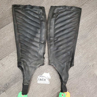 Pr Leather Half Chaps *fair, hole, repairs, lining: rips, frays, rubs & clumpy, older, separating velcro
