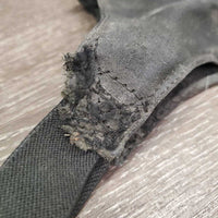 Pr Leather Half Chaps *fair, hole, repairs, lining: rips, frays, rubs & clumpy, older, separating velcro
