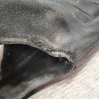 Pr Leather Half Chaps *fair, hole, repairs, lining: rips, frays, rubs & clumpy, older, separating velcro
