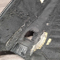 Pr Leather Half Chaps *fair, hole, repairs, lining: rips, frays, rubs & clumpy, older, separating velcro
