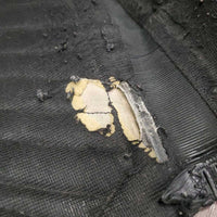 Pr Leather Half Chaps *fair, hole, repairs, lining: rips, frays, rubs & clumpy, older, separating velcro

