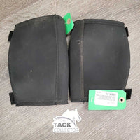 2 Neoprene Knee Boots *gc, hairy, clumpy, dirt, stains, clean, marker, gouges, UNSTITCHED elastic
