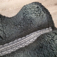 Quilt Sheepskin Half Pad, rolled edge *gc, clean, v. faded, stains, mnr hair, stiff, clumpy, rubs, hole
