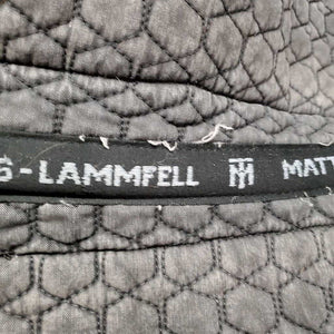 Quilt Sheepskin Half Pad, rolled edge *gc, clean, v. faded, stains, mnr hair, stiff, clumpy, rubs, hole