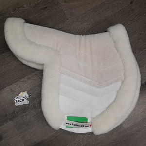 Sheepskin Shimmable Fitted Hunter Saddle Pad, non-slip top, mesh, 2 shims *vgc, clean, mnr stains, hair, threads, clumpy, puckers