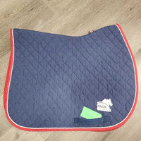 Quilt Jumper Saddle Pad, 1x piping *gc, clean, faded, mnr hair, stains, puckers, residue