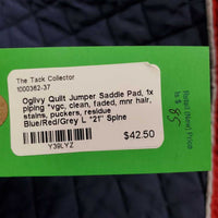 Quilt Jumper Saddle Pad, 1x piping *gc, clean, faded, mnr hair, stains, puckers, residue

