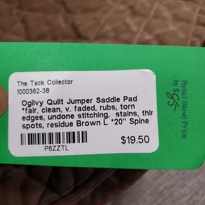 Quilt Jumper Saddle Pad *fair, clean, v. faded, rubs, torn edges, undone stitching, stains, thin spots, residue
