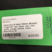 Hvy Hi Neck Winter Blanket, 0 legs/tail *vgc, clean, wpf, mnr stains, snags, residue, holes