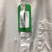 MENS LS Hvy Show Shirt, button collar, tie strap *gc, older?, seam puckers
