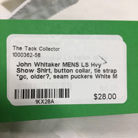 MENS LS Hvy Show Shirt, button collar, tie strap *gc, older?, seam puckers