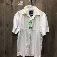 MENS Townend SS MENS Show Shirt, button collar *gc, older, crinkled, stained collar edge, seam puckers