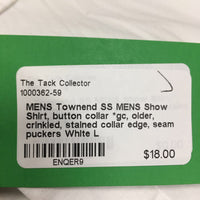 MENS Townend SS MENS Show Shirt, button collar *gc, older, crinkled, stained collar edge, seam puckers
