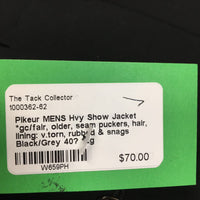 MENS Hvy Show Jacket *gc/fair, older, seam puckers, hair, lining: v.torn, rubbed & snags
