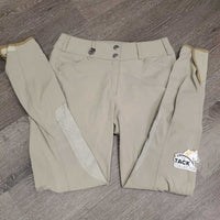 Euro Seat Breeches *gc, cut off tag, seam puckers, older?, knees: mnr stains, faded & rubs, weak velcro
