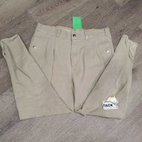 MENS EuroSeat Breeches *gc, v.discolored seat & legs, thin/rubbed seam, wavy?stretched seam puckers, stains

