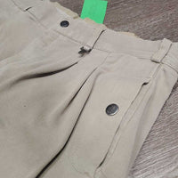 MENS EuroSeat Breeches *gc, v.discolored seat & legs, thin/rubbed seam, wavy?stretched seam puckers, stains
