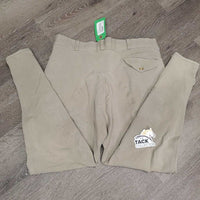 MENS EuroSeat Breeches *gc, v.discolored seat & legs, thin/rubbed seam, wavy?stretched seam puckers, stains
