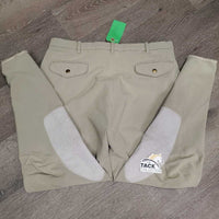 MENS Riding Breeches *gc/fair, seam puckers, torn ankle edges, older, v.rubbed & pilly, pulled waist seam, pilly waist
