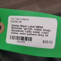 MENS Breeches *gc/fair, faded, snags, discolored, v.pilly waist, v.torn ankles, seam puckers
