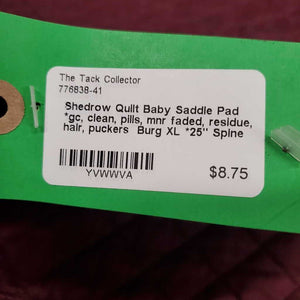Quilt Baby Saddle Pad *gc, clean, pills, mnr faded, residue, hair, puckers