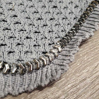 Crochet Fly Veil Ear Bonnet, bling *vgc, clean, curled edges, mnr hair, cut tag, snags & loose thread
