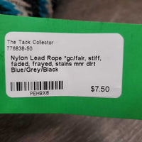 Nylon Lead Rope *gc/fair, stiff, faded, frayed, stains mnr dirt
