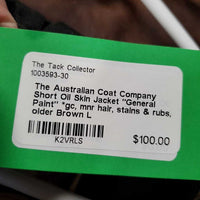 Short Oil Skin Jacket "General Paint" *gc, mnr hair, stains & rubs, older