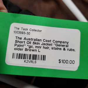 Short Oil Skin Jacket "General Paint" *gc, mnr hair, stains & rubs, older