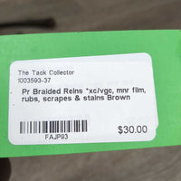 Pr Braided Reins *xc/vgc, mnr film, rubs, scrapes & stains
