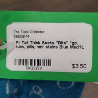 Pr Tall Thick Socks "Bits" *gc, rubs, pills, mnr stains
