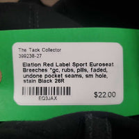 Euroseat Breeches *gc, rubs, pills, faded, undone pocket seams, sm hole, stain
