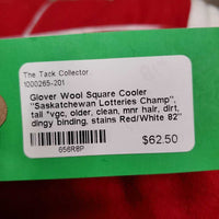 Wool Square Cooler "Saskatchewan Lotteries Champ", tail *vgc, older, clean, mnr hair, dirt, dingy binding, stains
