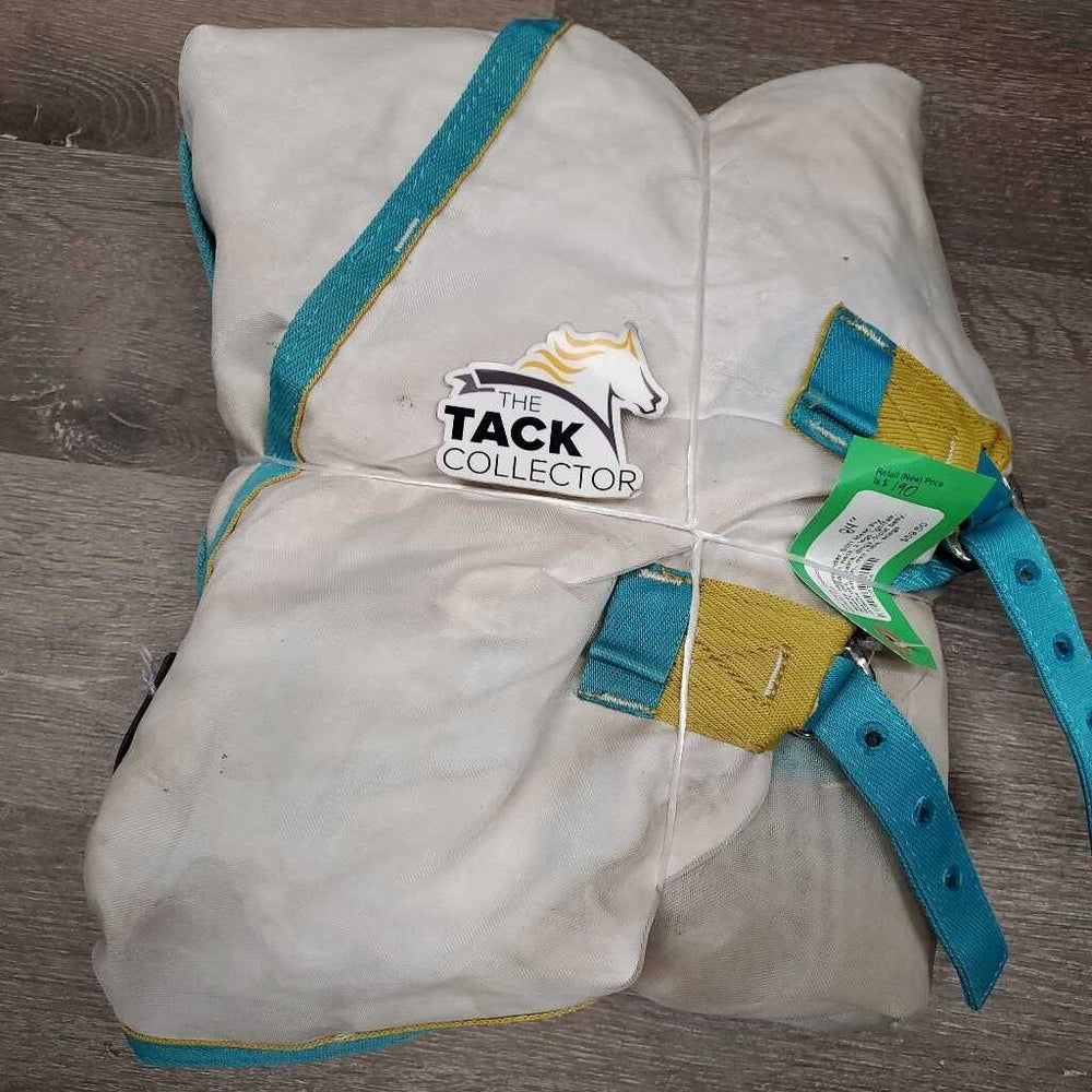 Stiff Mesh Fly Sheet, detach neck, 2 legs *gc/fair, tears, dirt, stains, dingy, 0/cut belly, undone stitch., mnr rubs, snags