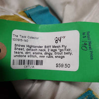 Stiff Mesh Fly Sheet, detach neck, 2 legs *gc/fair, tears, dirt, stains, dingy, 0/cut belly, undone stitch., mnr rubs, snags