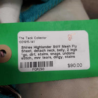 Stiff Mesh Fly Sheet, detach neck, belly, 2 legs *gc, dirt, stains, snags, undone stitch., mnr tears, dingy, stains