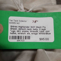 Stiff Mesh Fly Sheet, detach neck, belly, 2 legs *vgc, dirt, stains, threads, rubs, mnr holes, stretch. els, snags
