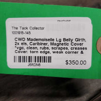 Lg Belly Girth, 2x els, Caribiner, Magnetic Cover *vgc, clean, rubs, scrapes, creases Cover: torn edge, weak corner & scrapes
