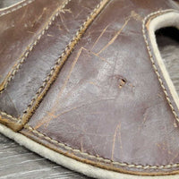 Leather & Felt Poll Guard Head Bumper *gc/fair, clean, marker, hairy, stains, slices, film, dry
