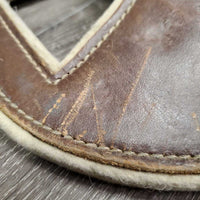 Leather & Felt Poll Guard Head Bumper *gc/fair, clean, marker, hairy, stains, slices, film, dry
