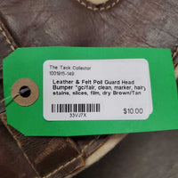 Leather & Felt Poll Guard Head Bumper *gc/fair, clean, marker, hairy, stains, slices, film, dry
