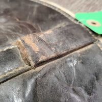 Leather & Felt Poll Guard Head Bumper *gc/fair, dirty, scrapes, stains, slices marker, bubbled, loose stitch
