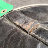 Leather & Felt Poll Guard Head Bumper *gc/fair, dirty, scrapes, stains, slices marker, bubbled, loose stitch
