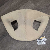 Leather & Felt Poll Guard Head Bumper *gc/fair, dirty, scrapes, stains, slices marker, bubbled, loose stitch
