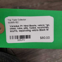 Pr Hind Boots, velcro *gc, clean, rubs, pills, faded, scratches, scuffs, separating velcro
